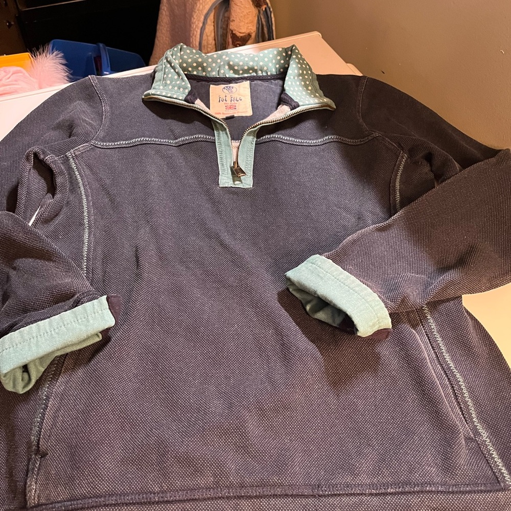 Fat Face Navy and Mint Zip-Up Jacket